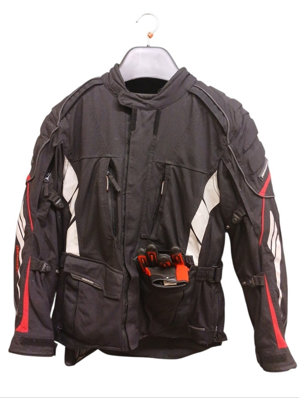 Fieldsheer Black Textile Multi Layer Motorcycle Jacket with Riding Gloves Medium